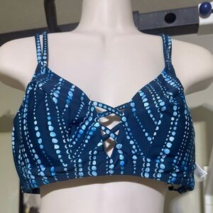 Cupshe Lace-Up Back Bikini Top - Blue, L